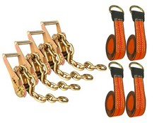 2" x 10' Lasso Strap Chain Ratchet Tie Down Kit | Auto Haul Cargo Control