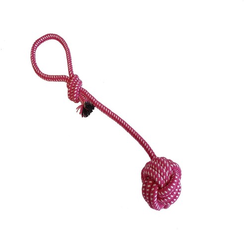 Hundespielzeug Zugseil mit Ball Kauspielzeug 38cm Rosa - Bild 5 von 5
