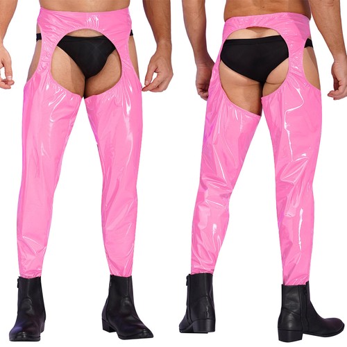 Sexy Hombre Look Húmedo Cuero Motociclistas Chaps Pantalones Vaquero Disfraz - Imagen 27 de 42