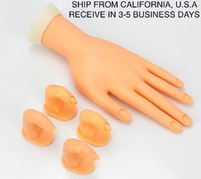 MOVABLE PRACTICE HAND WITH 4 FINGERS NAIL ART DISPLAY