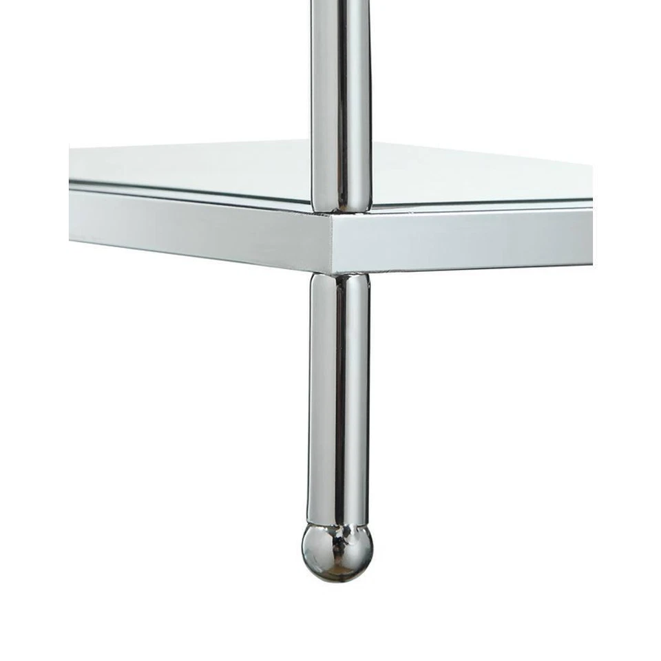 End Table 16.25 in. Chrome Frame Standard Height Square Glass Top 3-Tier Shelves - Image 4 of 4
