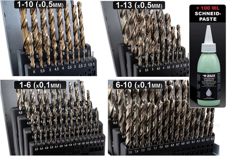 Spiralbohrer Satz Baer Metallbohrer Edelstahlbohrer Bohrer Set + Schneidpaste - Bild 2 von 2