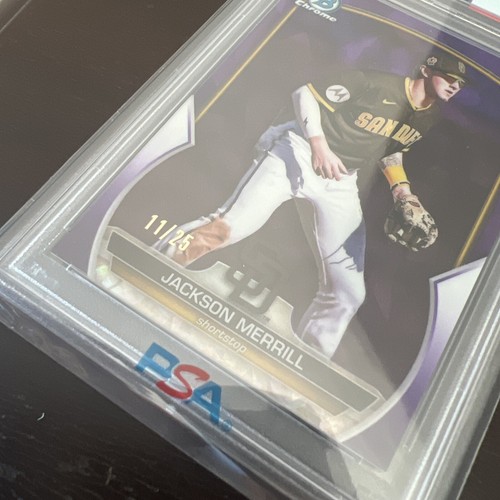 2023 Bowman Chrome Sapphire Jackson Merrill Purple 11/25 PSA 10 ROY? POP 2 - Picture 3 of 4