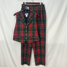 VINTAGE PENDLETON KNOCKABOUTS VIRGIN WOOL RED TARTAN PLAID VEST 8 PANTS 10 USA