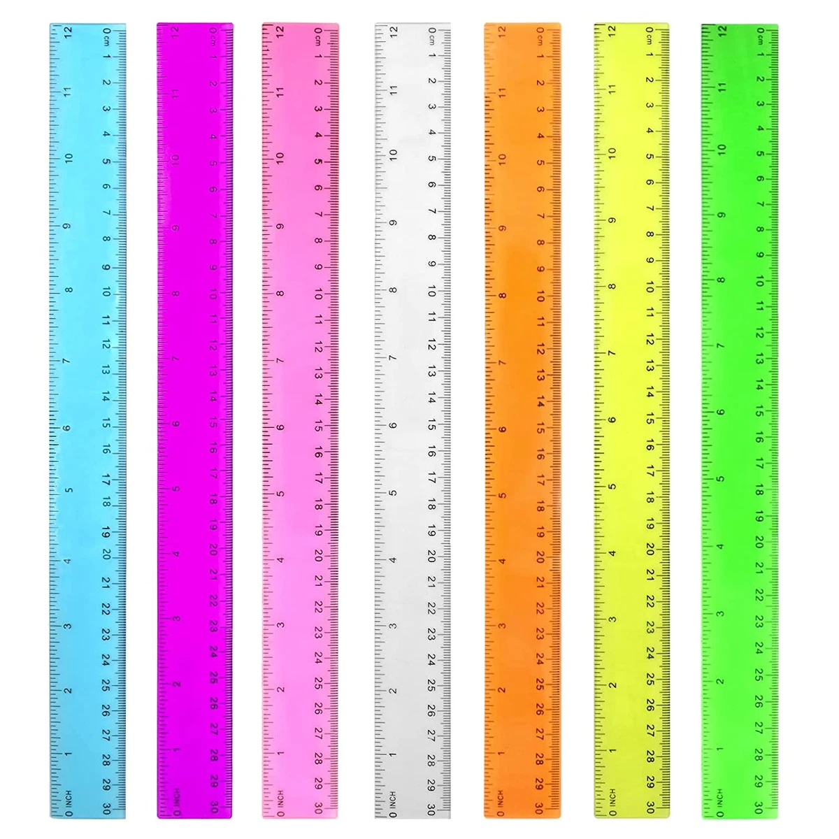 Color Transparent Ruler Plastic Rulers - Ruler 12 Inch, Kids Ruler for  School, R