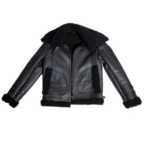 Men's Black Sheepskin Bomber Jacket Retro RAF B3 Real Shearling Leather Biker - Picture 11 of 11