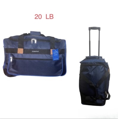 Amigo Pack 21   Rolling Airlines Approved Soft 20 lb Carry On Duffle Bag (Blue)