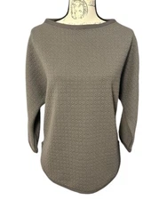 Max Studio Gray  Patterned Tunic Top 3/4 Sleeve Textured Pullover Boat Neck S
