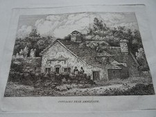 Antique Victorian Print Engraving Cottages Near Ambleside Lake District Interest