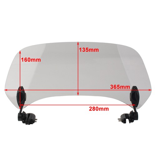 Adjustable Clip On Windshield Extension Spoiler Wind Deflector Motorcycle 380mm - Picture 9 of 9
