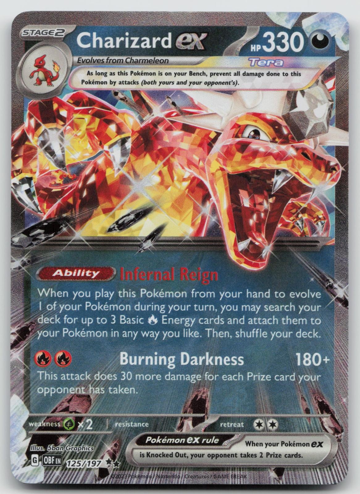 Charizard ex 125/197 Double Rare Obsidian Flames Pokemon Holo Near Mint