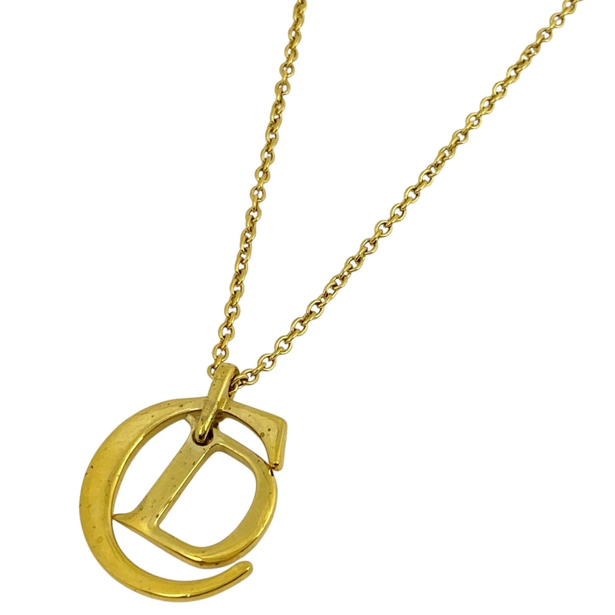 Collana Christian Dior logo D CD lunga collana placcata oro donna