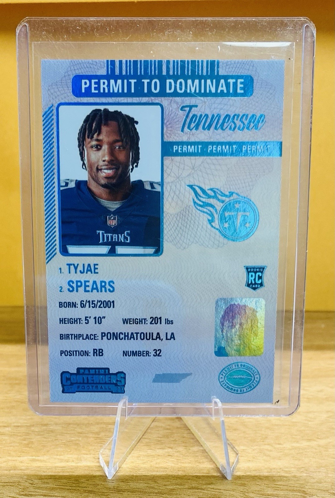 2023-2024 Contenders TyJae Spears Permit To Dominate #37 RC Titans CASE HIT