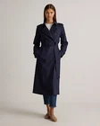 Quince Women Comfort Stretch Long Trench Coat Outerwear Blue S