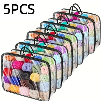 DDDNU168 5Pcs Portable Knitting Tote Bag Wool Crochet Storage Bags Sewing Organizer