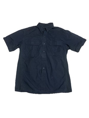 Dickies Men s Black Ripstop Short Sleeve Button-Front Work Shirt, L