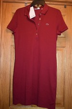 Lacoste Women's Stretch Cotton Piqu  Polo Dress Burgundy size 40 NWT