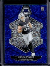 2024 Panini Mosaic Brock Bowers RC No Huddle Blue Prizm Rookie #/75 Raiders