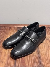 Prada Men Size UK 7 US 8 Black Leather Metal Horse Bit Loafer Dress Shoes