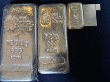 Pure 999 Solid Silver Bullion Ingots 1g/10g/100g/500g/1kg 0.11 per troy oz
