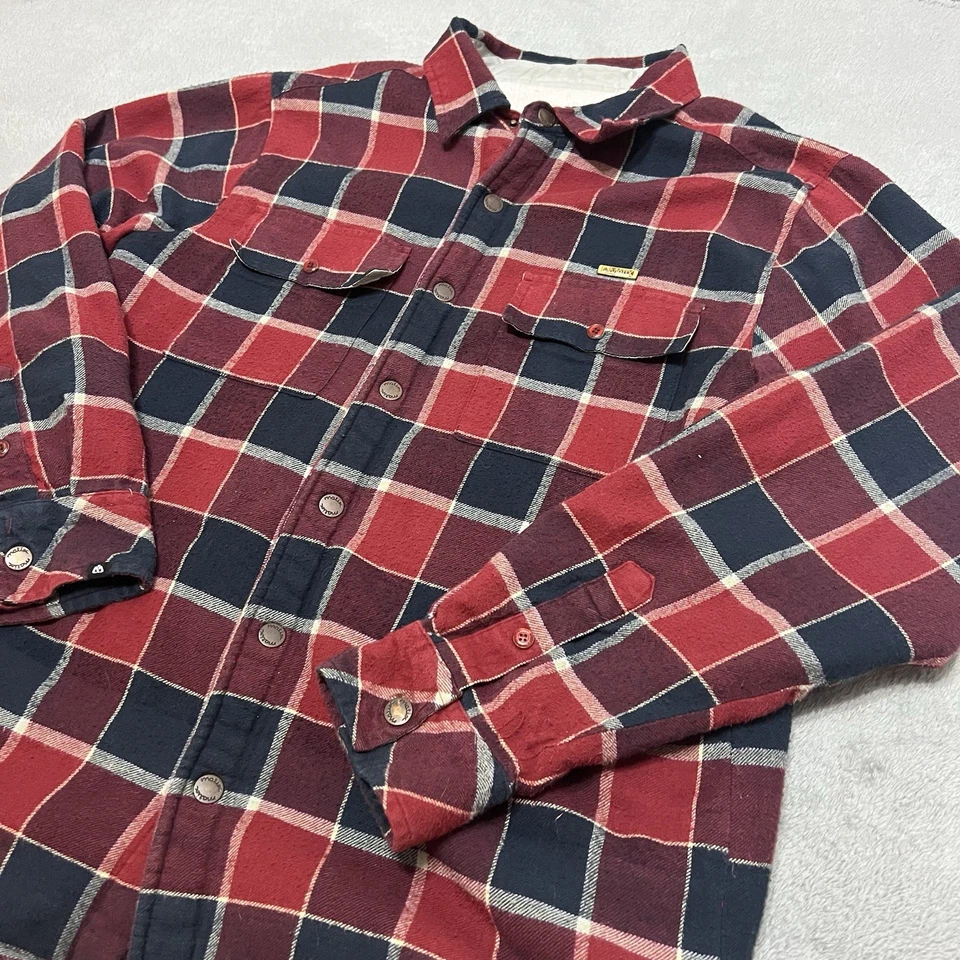 Chaqueta a Cuadros Matix Sherpa Forrada Manga Larga Botones Broches a Presiones Roja Para Hombre Mediana Foto 2 de 4