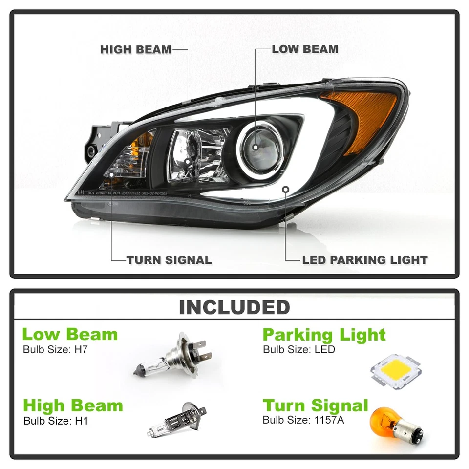 Faros proyectores tubo LED negro [halógeno] para Subaru Impreza WRX 2006-2007 Foto 4 de 4
