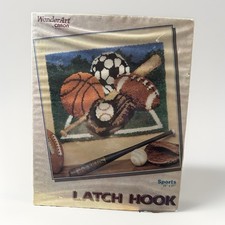 Latch Hook Rug Kit 4268 Sports Themed 20  x27   Kids Room Decor NEW SEALED