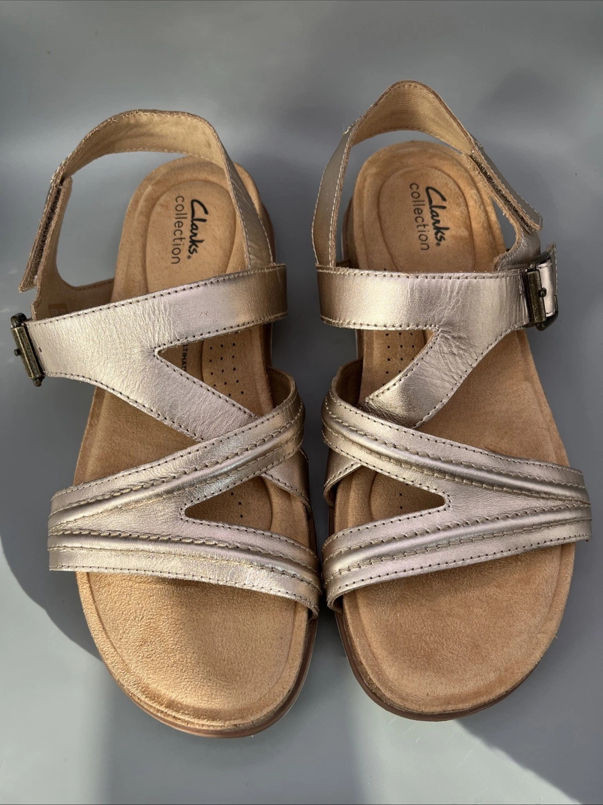 Clarks Bryn Step sandalo oro rosa pelle massimo comfort cinturino regolabile donna 10M