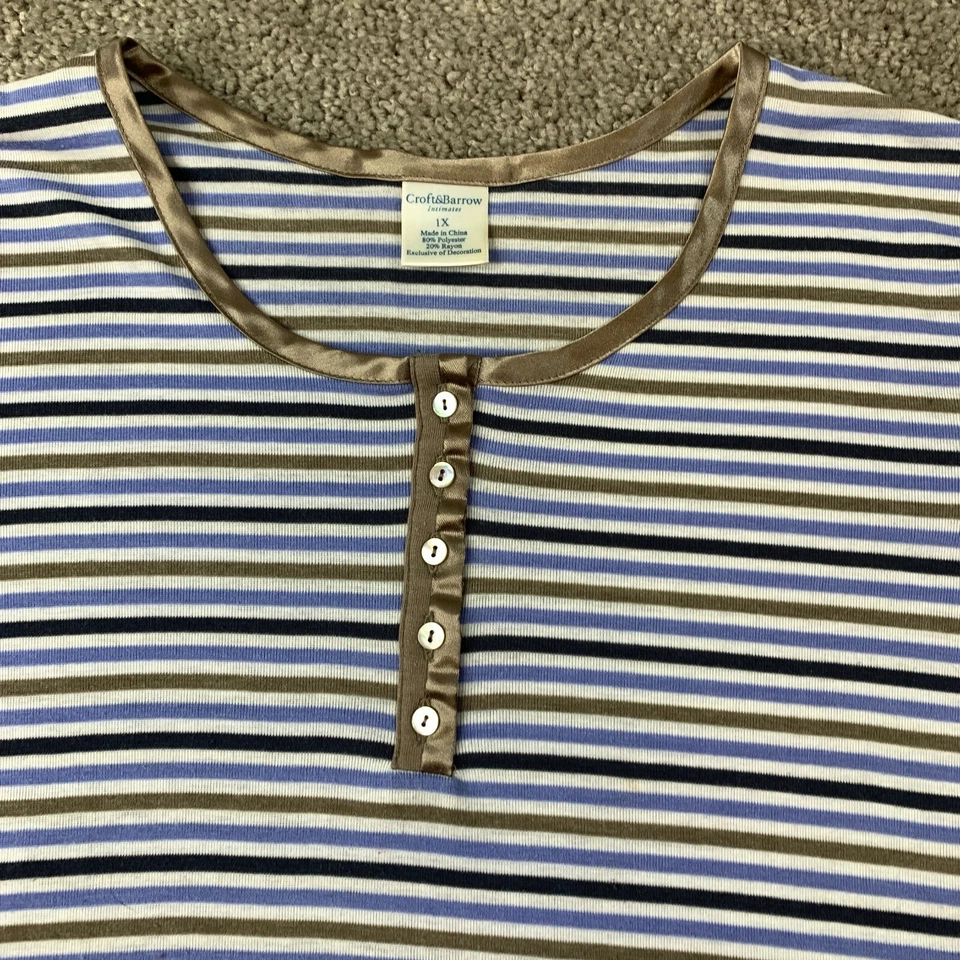 Женский вязаный пижамный топ Croft & Barrow Intimates Henley 1X в разноцветную полоску - Изображение 2 из 4