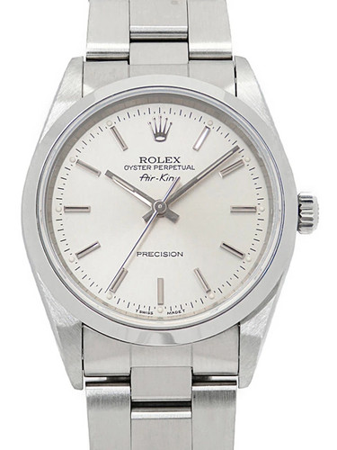 ROLEX Air King 14000 34mm Silver Dial Stainless Steel Sapphire Box Card #T115