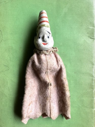 Antiguo juguete marioneta payaso circo madera fieltro rosa composición años 20 Asis - Imagen 1 de 12