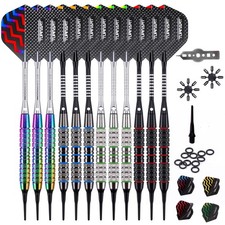 12 PCS Plastic Soft Tip Professional Darts Set Electronic Dartboard 18g