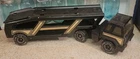 Vintage Pressed Steel Diecast Car Carrier Transporter Truck Black Gold