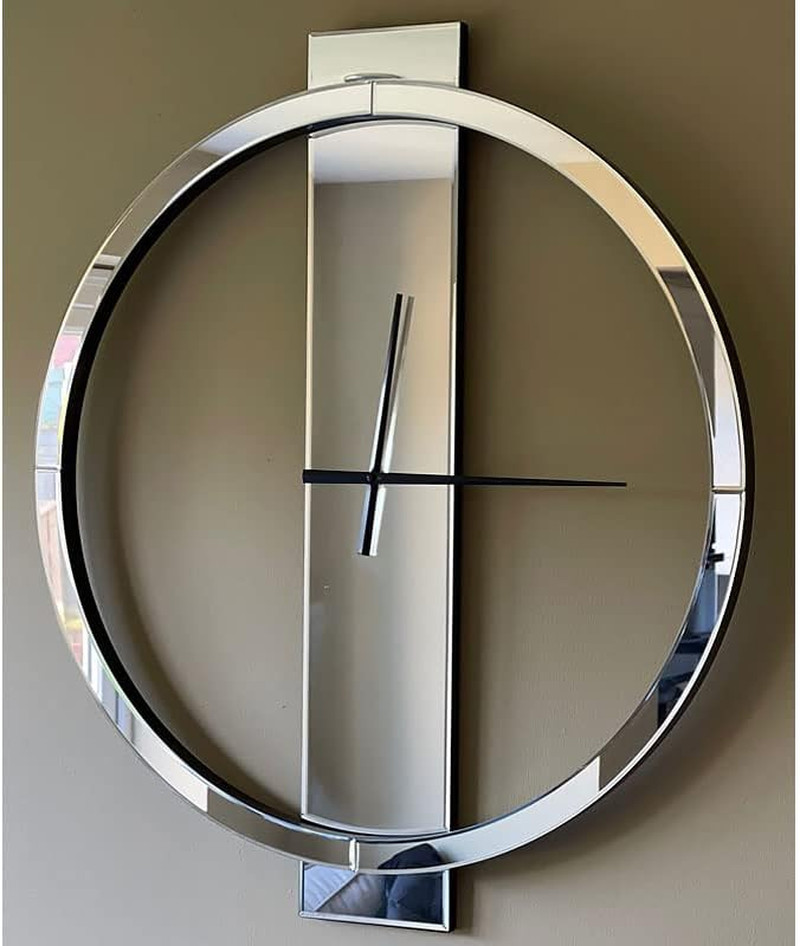 Large 23" Mirror Wall Clock - Modern Decorative Clock for Living Room & Office
