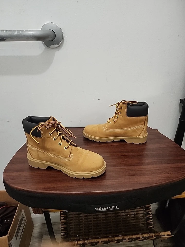 Botas Timberland para niños talla 2,5 impermeables tostadas con cordones  Foto 3 de 4