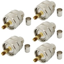 Pack of 5 UHF PL-259 PL259 Male-Plug Crimp Connector Adapter Connector for LM...