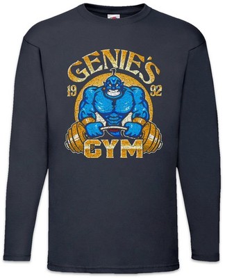 Genie's Gym Langarm T-Shirt No Pain Gain Power Djinn Aladdin Train Body Building
