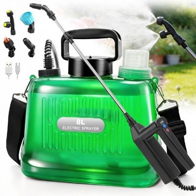 Akku-Drucksprüher 8 L, Sprühflasche Pflanzen mit 3-Stufen-Griff, 2 x 2000 mAh...