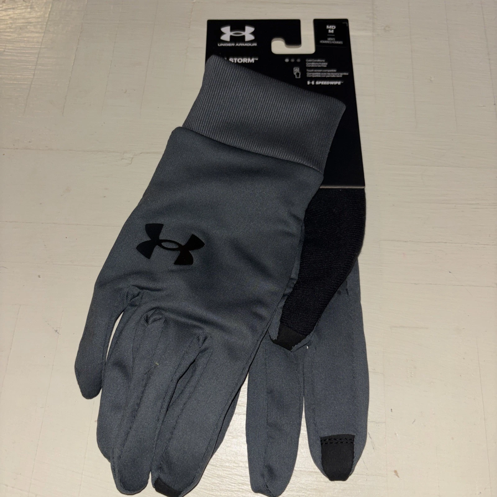 Under Armour Gloves and Hat UA Storm Liner Water-Resistant Gray Mens Medium