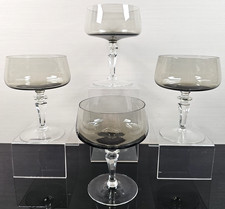 4 Lifetime Serenity Smoke Champagne Sherbet Set Vintage Elegant Stemware MCM Lot