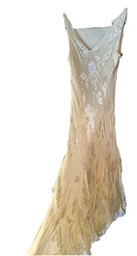 VTG Y2K Alex Evenings Dress Size 6 Beaded Floral Asymmetrical Flutter Fairycore