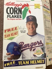 1993 KELLOGG'S CORN FLAKES NOLAN RYAN CEREAL BOX, TEXAS RANGERS, EMPTY,