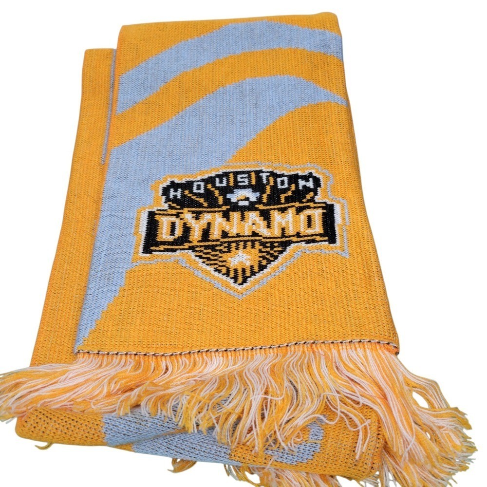 Houston Dynamo MLS Soccer Scarf Adidas Gold Gray Stripe Knit Accessory HG10290 thumbnail 2