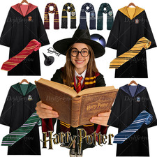 Harry Potter Costume Hermione Gryffindor Robe Cloak Tie Magic Wand Scarf Cosplay