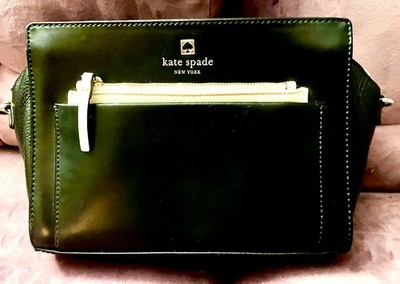 Kate Spade Beige Black Hadley Street Adelia - Leather Bag - No Strap