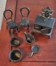 Vintage Cast Iron Miniature Dollhouse Kitchen Set