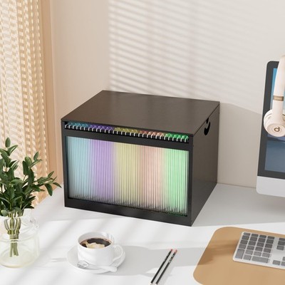 Black Bamboo & Acrylic File Box with Removable Lid, Letter/Legal Size, Hangin...
