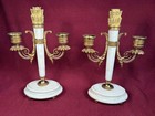 Louis XVI White Marble & Gilt Bronze Pr. CANDLEHOLDERS 19th C FInely Chiseled !! — photo 5
