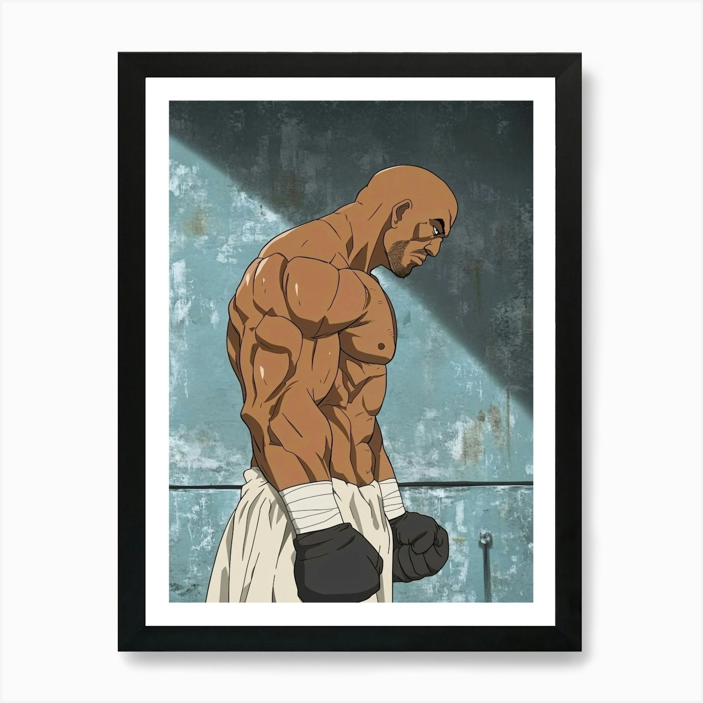 Póster de arte de pared enmarcado con impresión de arte de anime boxer lienzo
