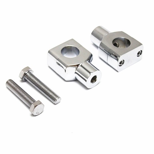 2X Chrome Motorcycle 7/8″ 22mm Handlebar Hand Bar Risers Mount Clamp Adaptor Kit - Picture 3 of 4